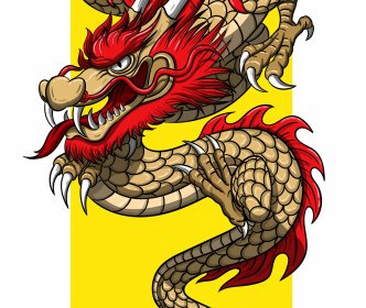 Dragon Asiatique Modèle Coloré Impressionnant De Conception