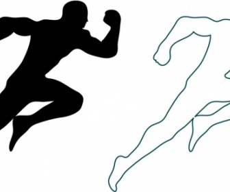 Athletic Icons Outline Silhouette Style Design