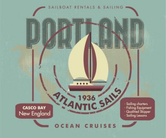 Atlantic Sail Banner Design With Antique Style