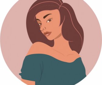 Menarik Wanita Avatar Template Kartun Karakter Sketsa