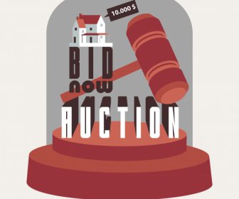 Auction Background 3d Design House Hammer Texts Decor