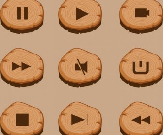 Audiovisual Sign Buttons Collection Timber Ornament