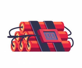 Automatic Explosive Icon Colored 3d Firecrackers Sketch