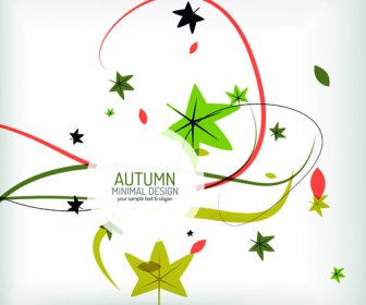 秋の抽象的な植物と葉のベクトルの背景