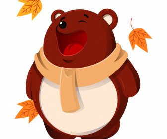 Autumn Animal Icon Stylized Funny Bear Sketch