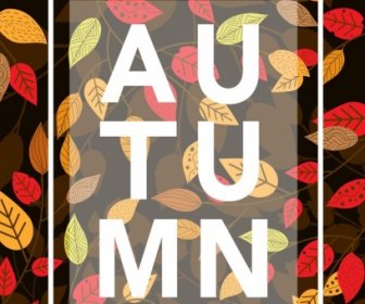 Autumn Backdrop Leaf Icons Multicolored Dark Design