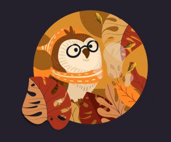 Autumn Background Owl Leaves Decor Colorful Classic