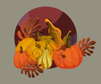 Autumn Background Pumpkin Leaves Decor Colorful Classic