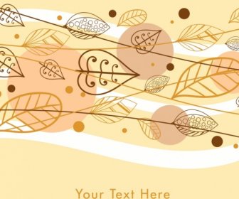 Autumn Background Various Hand Drawn Leaves Sketch