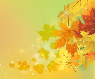 Autumn Background Yellow Leaves Decoration Sparkling Bokeh Style