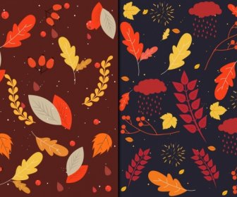 Autumn Backgrounds Leaves Icons Classical Dark Multicolored Decor