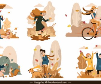 Autumn Backgrounds Lifestyle Sketch Colored Classic Cartoon