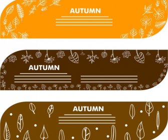 Herbst Dekoration Banner Sätze Blätter Und Blumen-design