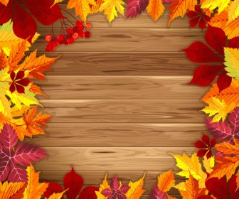 Autumn Elements And Gold Leaves Background Vector