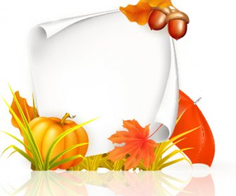 白紙の背景のベクトルを持つ秋の要素