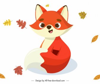 Autumn Fox Icon Cute Cartoon Sketch