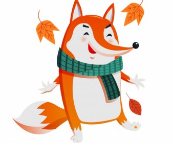 Autumn Fox Icon Cute Stylized Cartoon Character Sketch