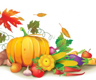 秋の収穫要素ベクトルの背景のセット
