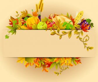 Autumn Harvest Elements Vector Background Set