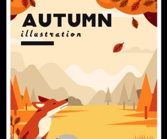 Autumn Painting Wild Scenery Fox Bird Tree Sketch