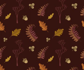 Autumn Pattern Template Dark Classical Nature Elements Decor