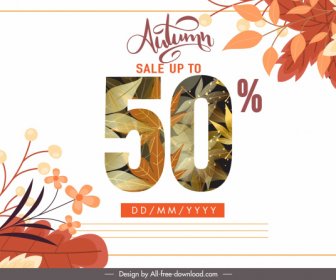 Herbst Verkauf Plakat Figur Skizze Elegante Blätter Dekor