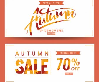Autumn Sale Poster Templates Bright Leaf Texts Decor