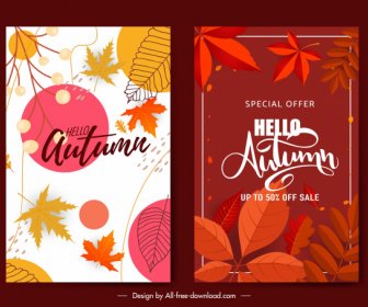 Autumn Sale Poster Templates Elegant Leaves Decor