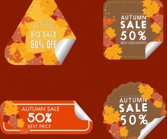 Autumn Sale Tags Collection Yellow Leaves Decoration