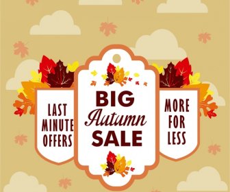 Autumn Sales Banner Falling Leaves Design Style