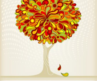 Autumn Tree Style Cover Design Vector