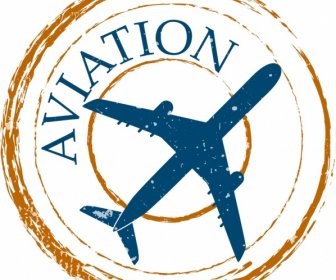 航空背景循环复古式飞机图标装饰