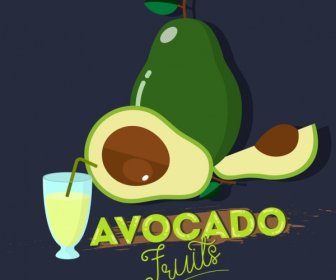 Avocado Fruit Advertisement Juice Icon Calligraphy Design