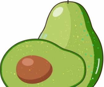 Avocado Icon Flat Slice Sketch Retro Design