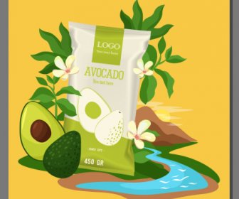 Avocado Product Advertising Poster Bright Colorful Elegant Decor