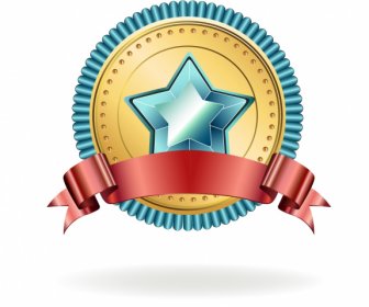 Award Medal Template Elegant Circle Star Ribbon Decor