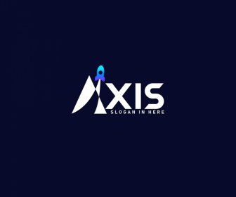 AXIS-Logo Stilisierte Texte Raumfahrzeugskizze