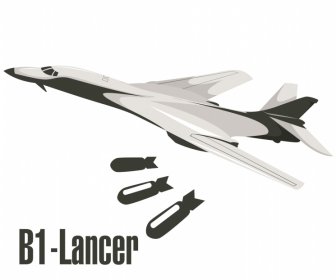 B 1 Rockwell Lancer Bomber Airplane ไอคอน Modern 3DD Dynamic