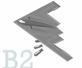 B2 Bomber Aircraft Icon 3d Modern Sketch