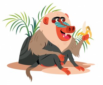 Pavian Tier Malerei Farbige Cartoon-Charakter-Skizze
