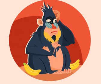 Baboon Icon Funny Cartoon Character Sketch
