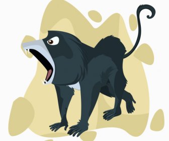 البابون الرئيسيات رمز العدوانية لفتة الكرتون تصميم حرف