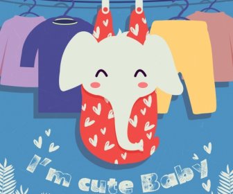 嬰兒橫幅掛衣服大象圖示