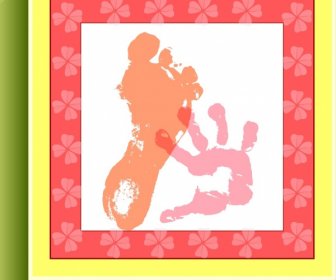 嬰兒出生慶典背景足跡指紋設計