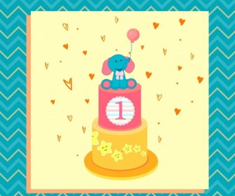 мультфильм-фон крем слоненка день рождения торт украшение