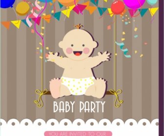 Baby Celebration Party Banner Colorful Balloons Kid Ornament