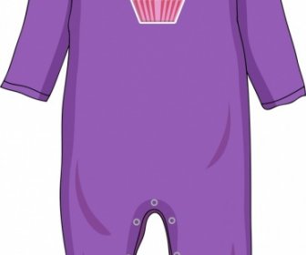 赤ちゃん服テンプレート カップケーキ アイコン紫の装飾デザイン