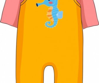 Bayi Pakaian Template Seahorse Ikon Dekorasi
