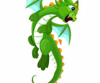 Baby Dragon Icon Green Decor Joyful Gesture Sketch