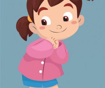 Baby Girl Icon Cute Cartoon Character Sketch